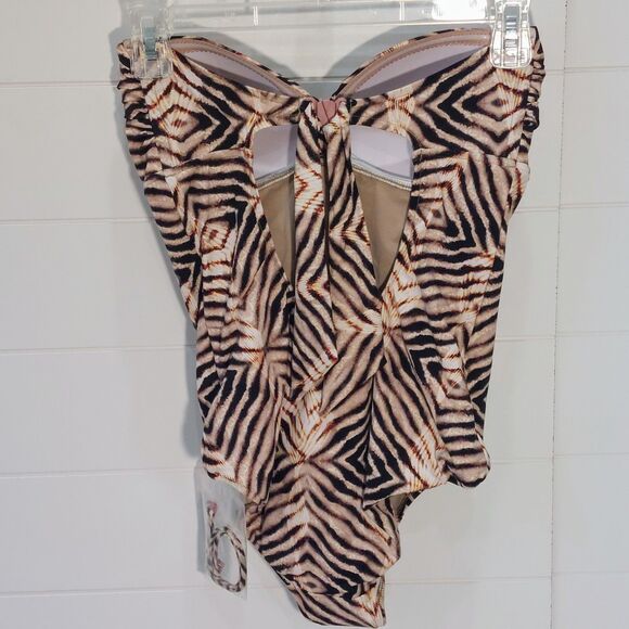 New! Seafolly Australia Women's 6 Wrap Front 1-Piece Swimsuit Animal Print - Picture 3 of 10
